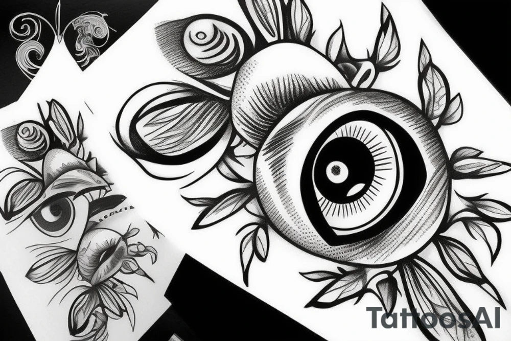 four-leaf clover with eye in it's center tattoo idea