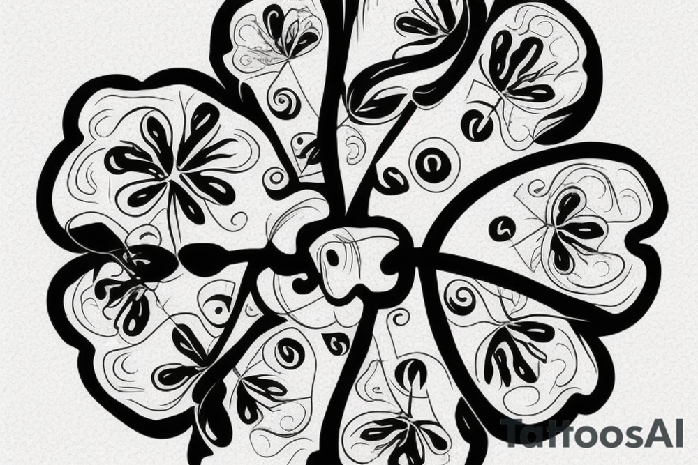 four-leaf clover with eye in it's center tattoo idea