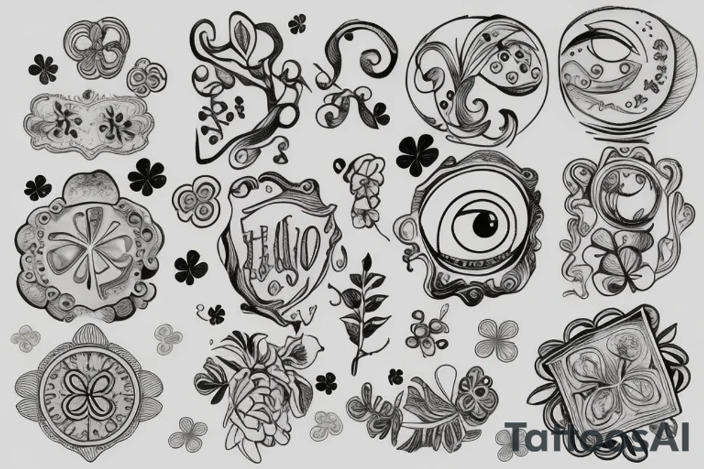four-leaf clover with an eye in it's center tattoo idea