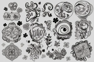four-leaf clover with an eye in it's center tattoo idea