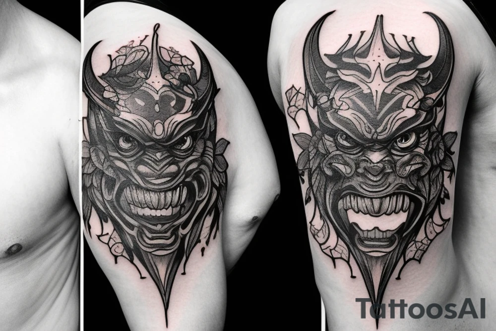 Mask demon oni tattoo idea