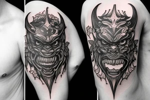 Mask demon oni tattoo idea