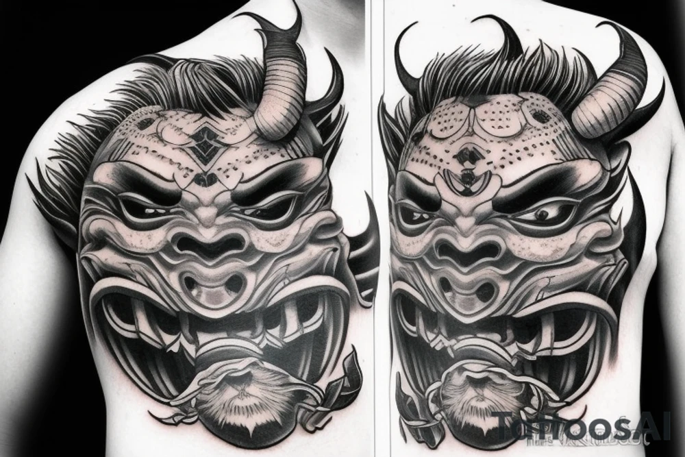 Mask demon oni tattoo idea