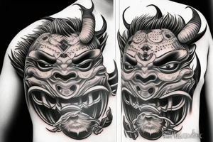 Mask demon oni tattoo idea