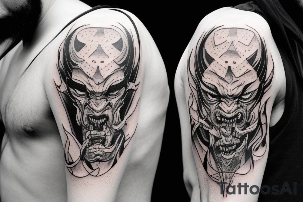 Mask demon oni tattoo idea