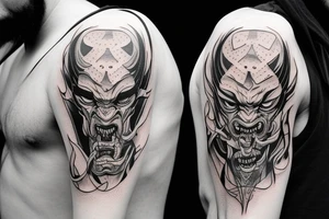Mask demon oni tattoo idea
