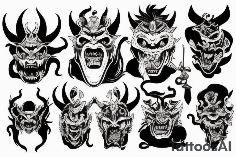 Mask demon oni tattoo idea