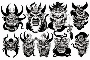 Mask demon oni tattoo idea