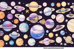 Planets with galaxy in the background tattoo idea