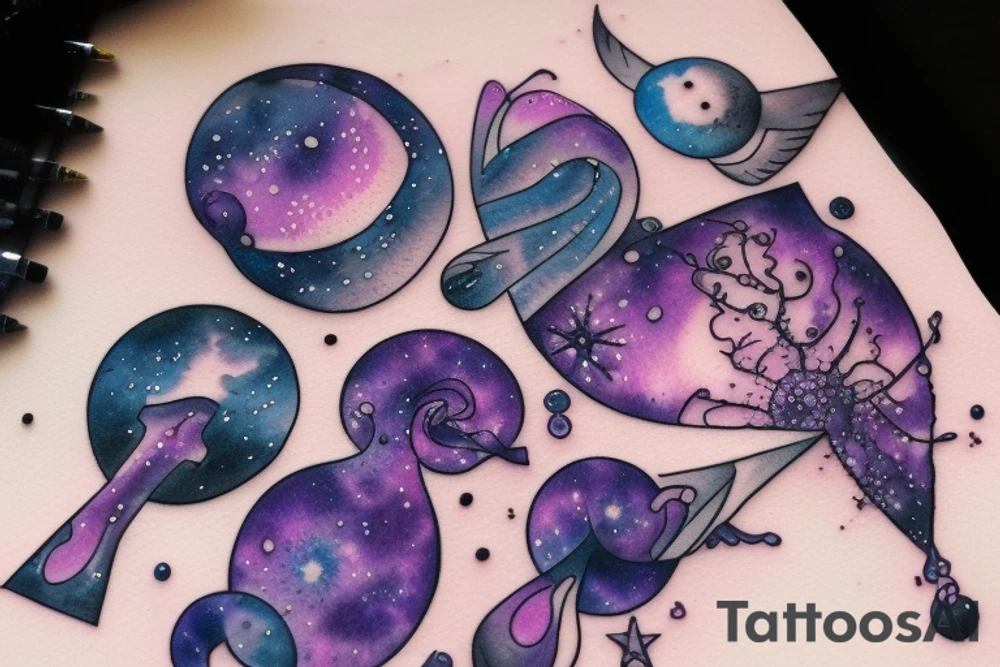 Violet galaxy system tattoo idea