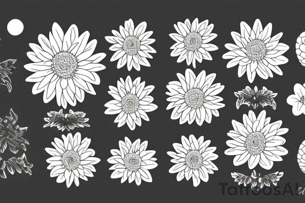 Chrysanthemum in a Waxing Gibbous moon tattoo idea