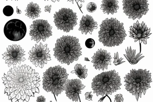 Chrysanthemum in a Waxing Gibbous moon tattoo idea