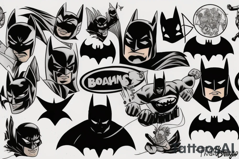 batman fighting sponge bob tattoo idea