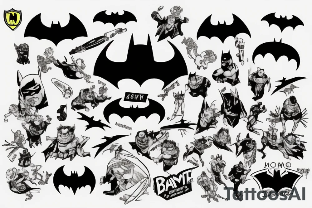 batman fighting sponge bob tattoo idea
