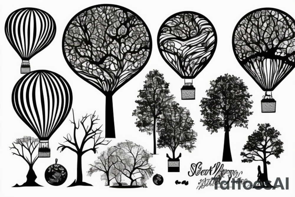 air ballon  with tree tattoo idea