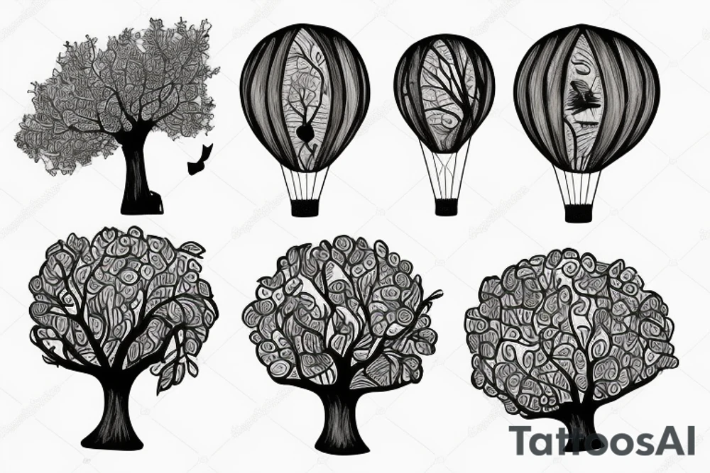 air ballon  with tree tattoo idea