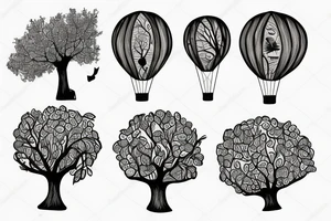 air ballon  with tree tattoo idea