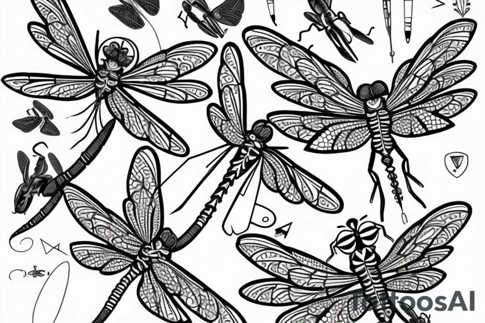 Drawing of a dragonfly tattoo idea