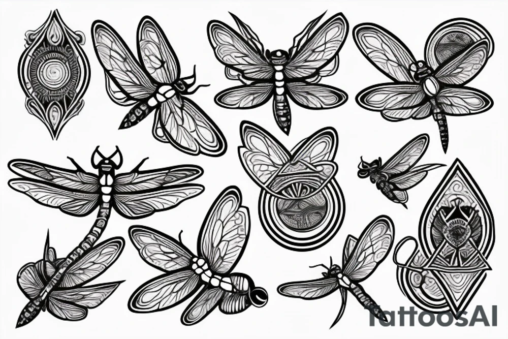 symmetric Drawing of a dragonfly tattoo idea