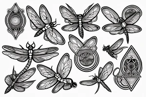 symmetric Drawing of a dragonfly tattoo idea