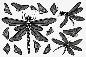 symmetric Drawing of a dragonfly tattoo idea