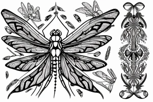 symmetric Drawing of a dragonfly tattoo idea