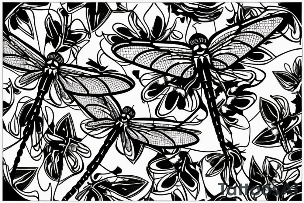 symmetric Drawing of a dragonfly tattoo idea