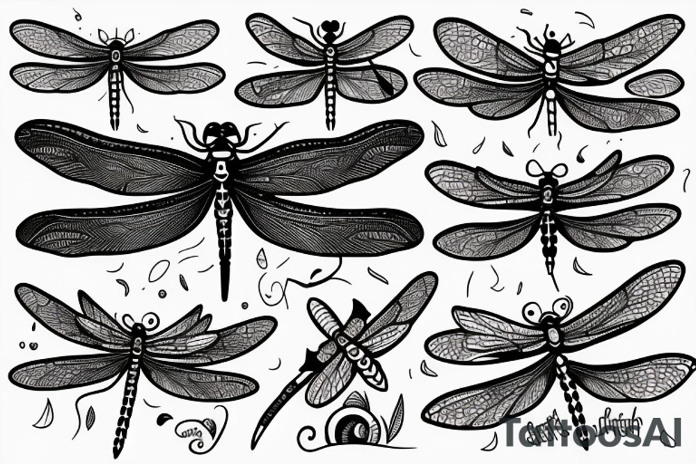 lineart dragonfly tattoo idea