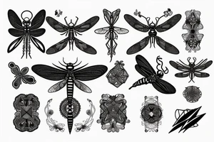 dragonfly, occult, geometric drawing, tattoo idea