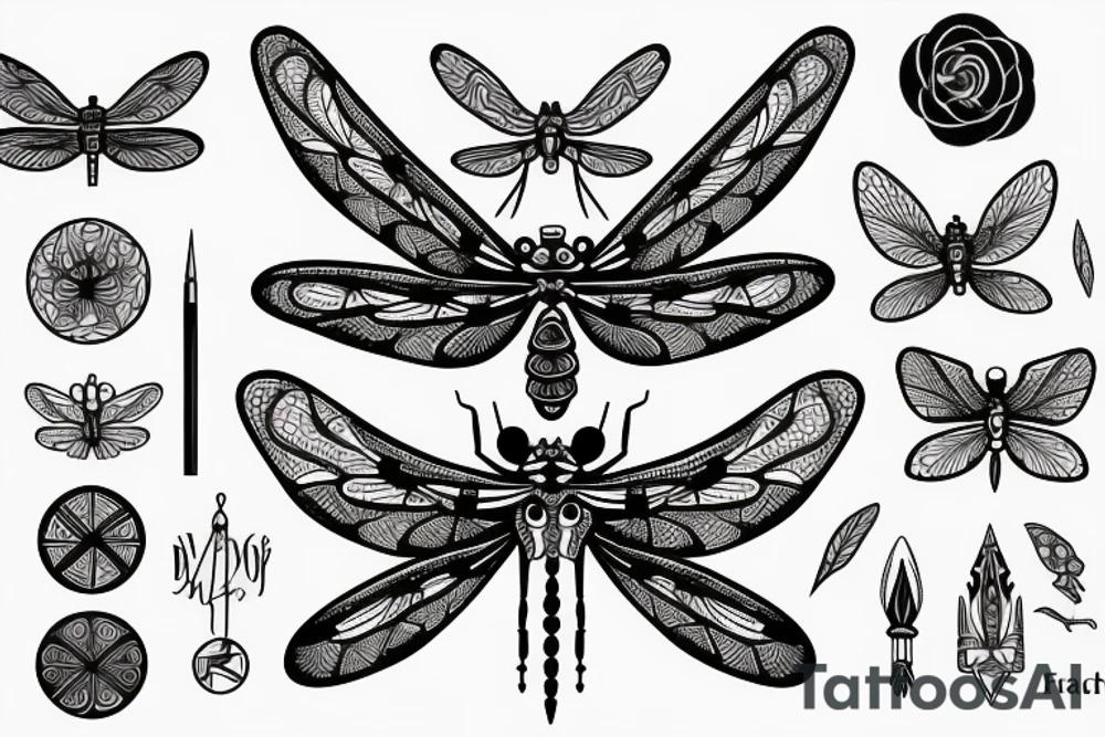 dragonfly, occult, geometric drawing, tattoo idea