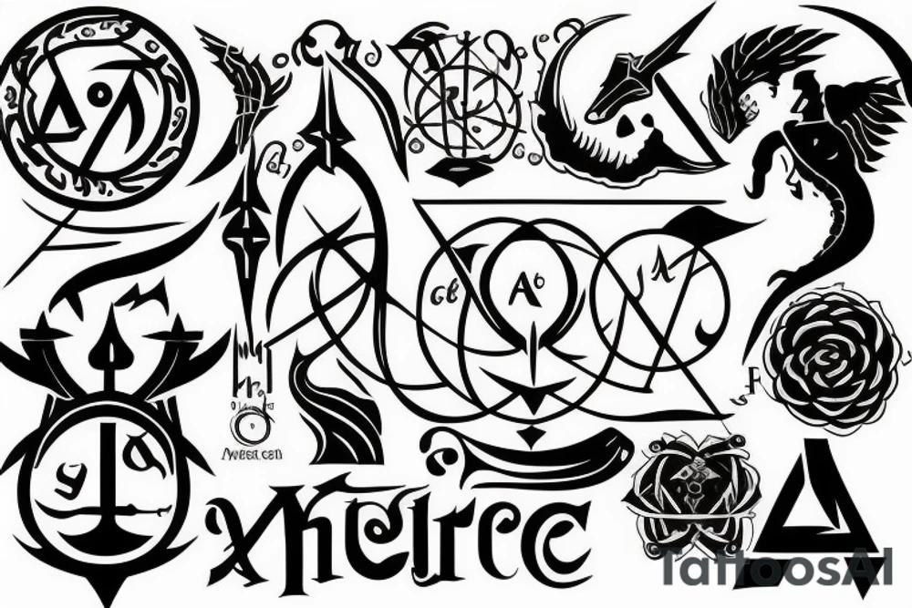 The alchemical symbol representing mercury with its properties that shift between life and death tattoo idea