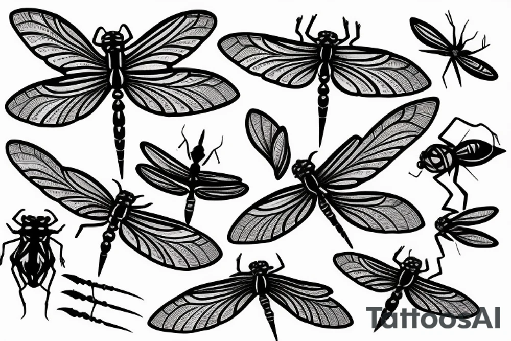 fineline dragonfly tattoo idea