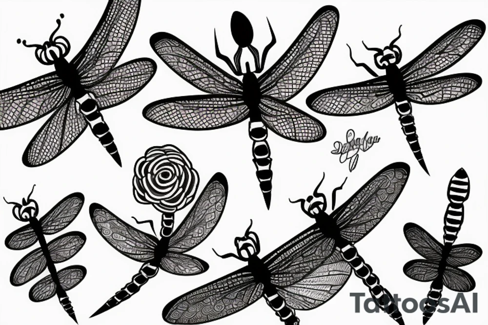 fineline dragonfly tattoo idea