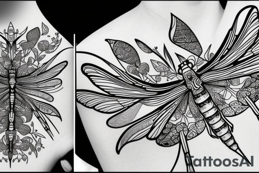 mystic fineline dragonfly tattoo idea