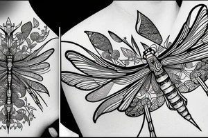 mystic fineline dragonfly tattoo idea