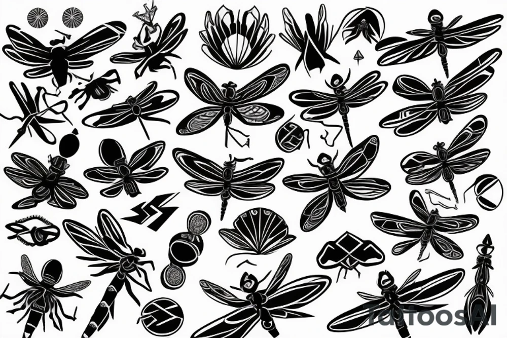 mystic fineline dragonfly tattoo idea