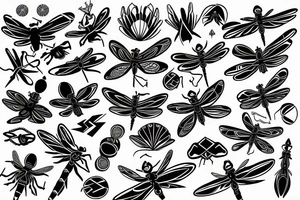 mystic fineline dragonfly tattoo idea