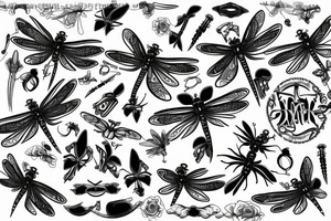 mystic fineline dragonfly symmetric tattoo idea