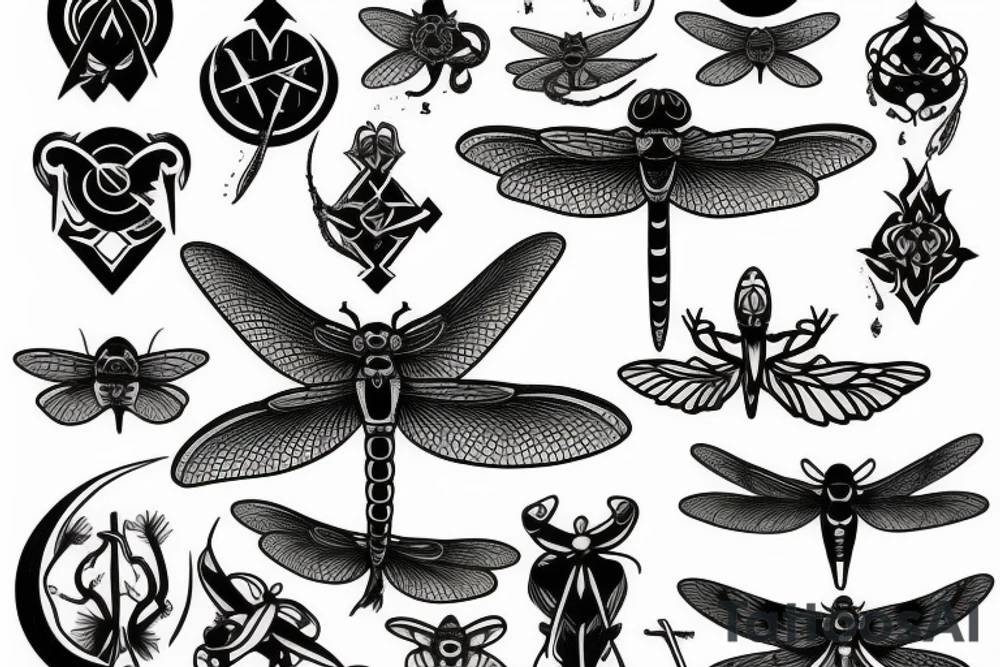 occult dragonfly tattoo idea