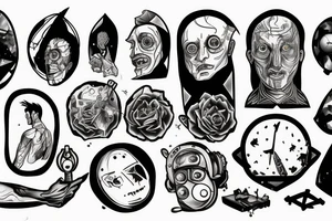 a man with multiple identities, lost in space and time, broken, torn, fragmented alone and scared tattoo idea