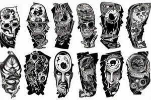 a man with multiple identities, lost in space and time, broken, torn, fragmented alone and scared tattoo idea
