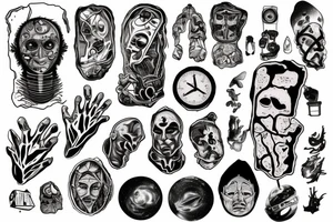 a man with multiple identities, lost in space and time, broken, torn, fragmented alone and scared tattoo idea