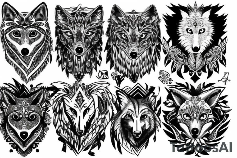 Wolf with eagle tattoo idea