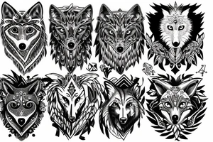 Wolf with eagle tattoo idea