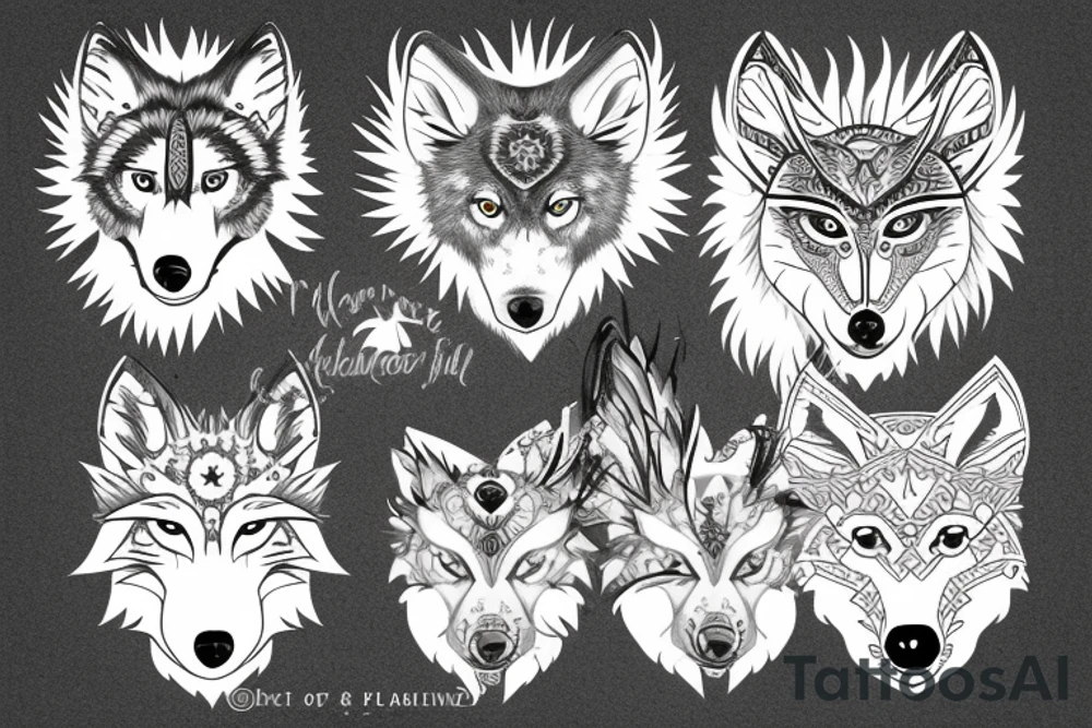 Wolf with eagle tattoo idea