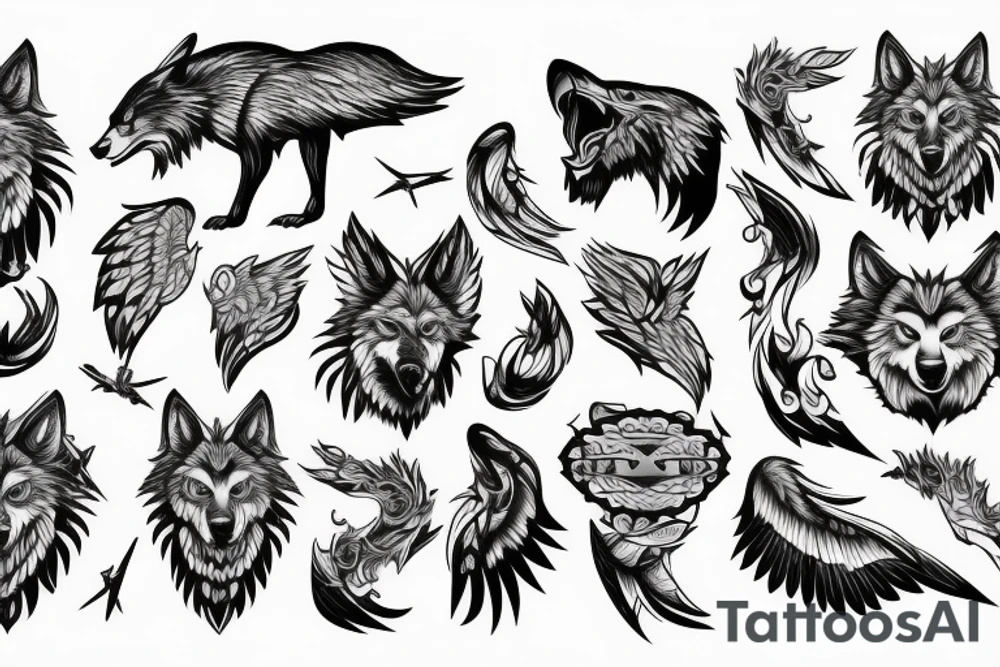 Corporate Wolf with eagle tattoo idea