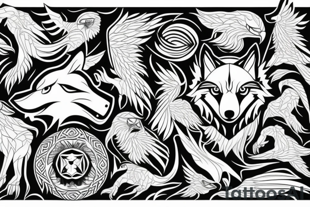 Corporate Wolf with eagle tattoo idea