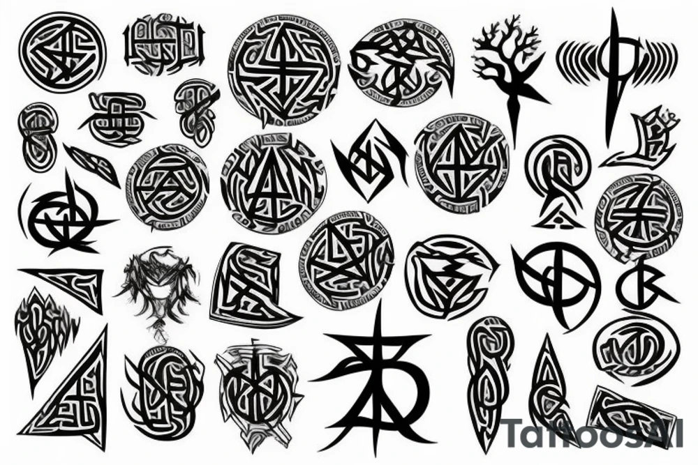 Norse, runes, trees, shadow tattoo idea