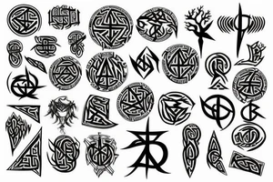 Norse, runes, trees, shadow tattoo idea