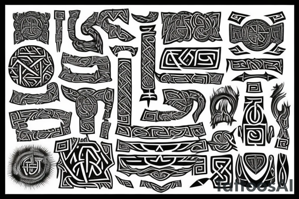 Norse, runes, trees, shadow tattoo idea